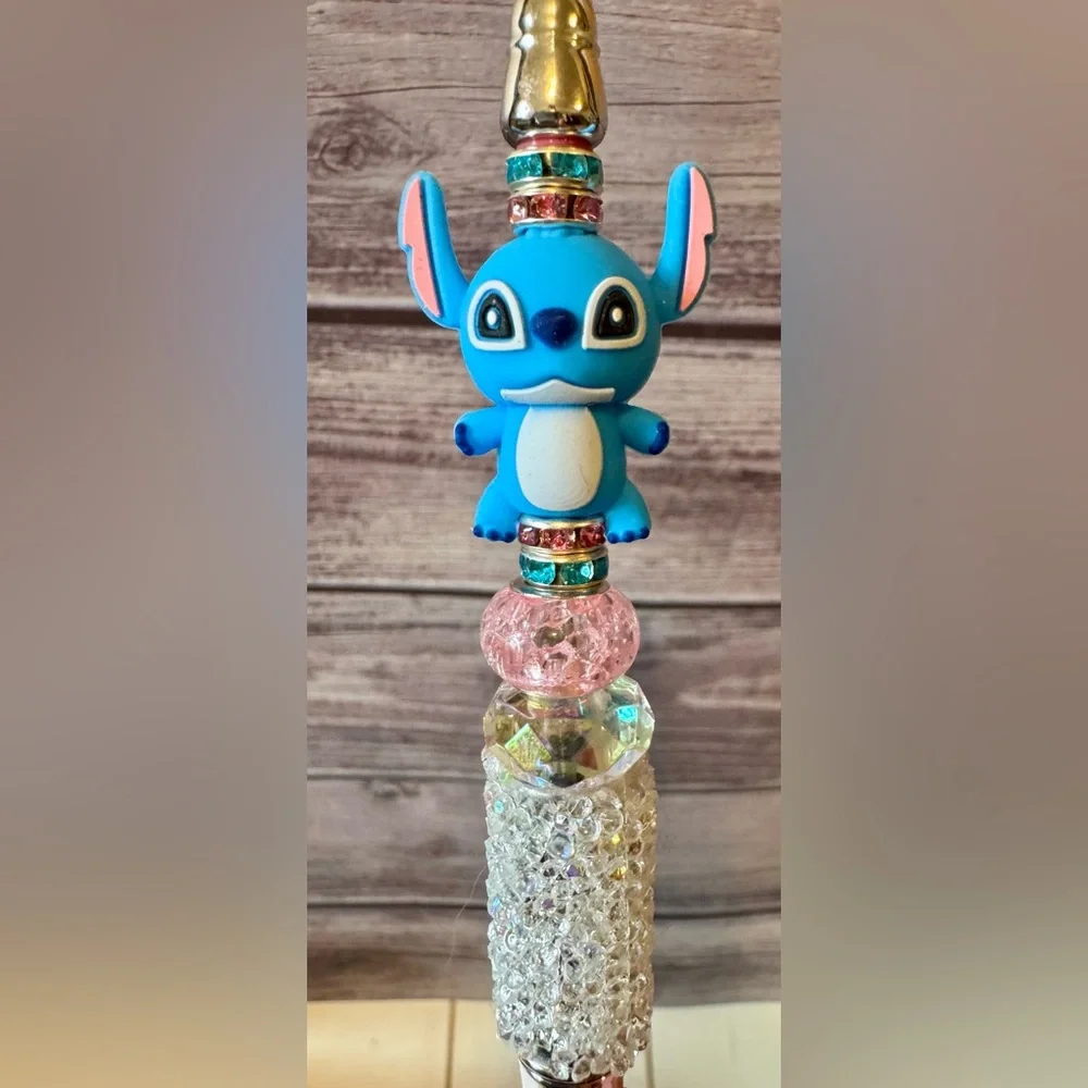 Disney Stitch Handcrafted Beaded Rhinestone Writing Pen Stationery Handmade